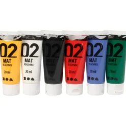 Akrylfärg, matt, 20 ml - Grundfärger, 6 st.