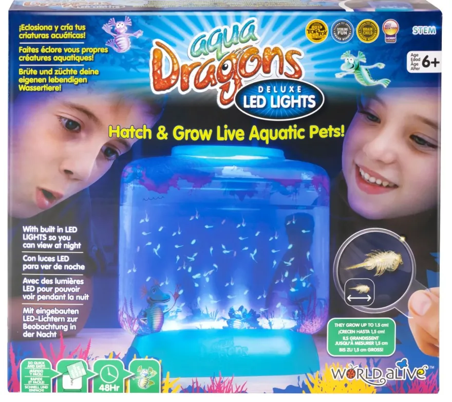 Aqua Dragons i akvarium med LED-ljus