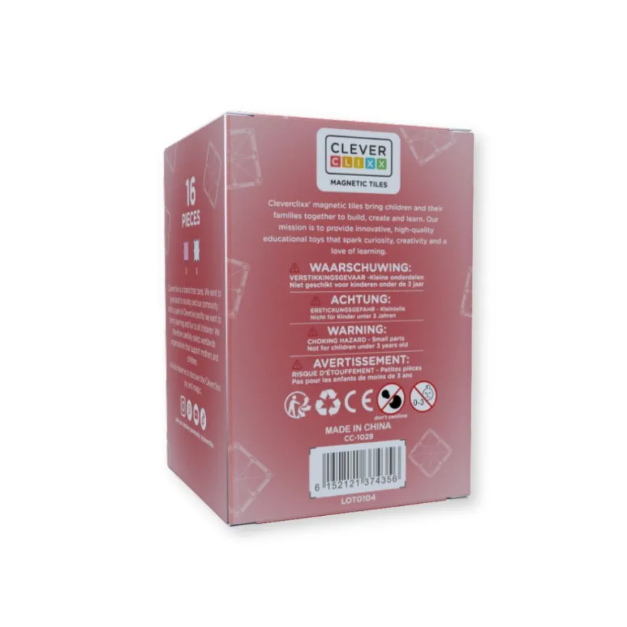 Cleverclixx | Glitter, transparent/rosa, 16 st