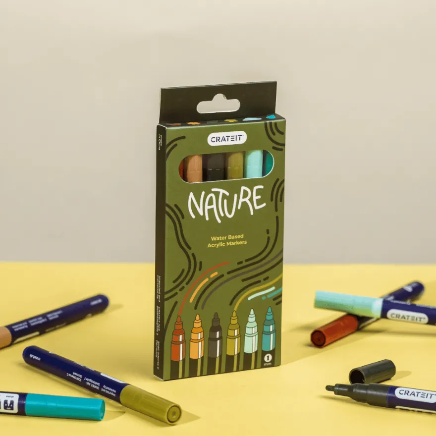 Crateit tuschpennor - Natur 1 mm., 6 st.