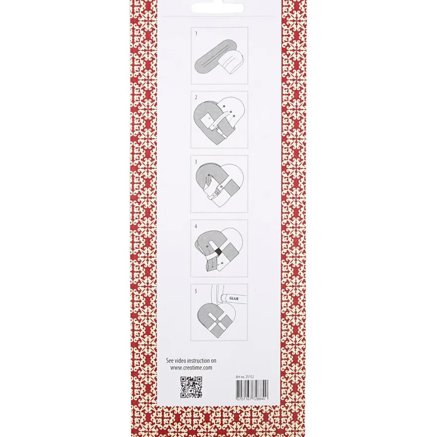 DIY-julhjärtan - Röd/vit, 8 st.
