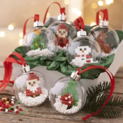DIY-julkulor med pärlfigurer, 6 st.
