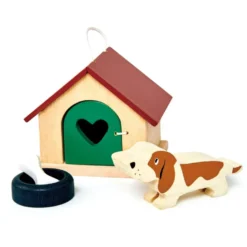 Dockhus, tillbehör - Hundkoja med hund