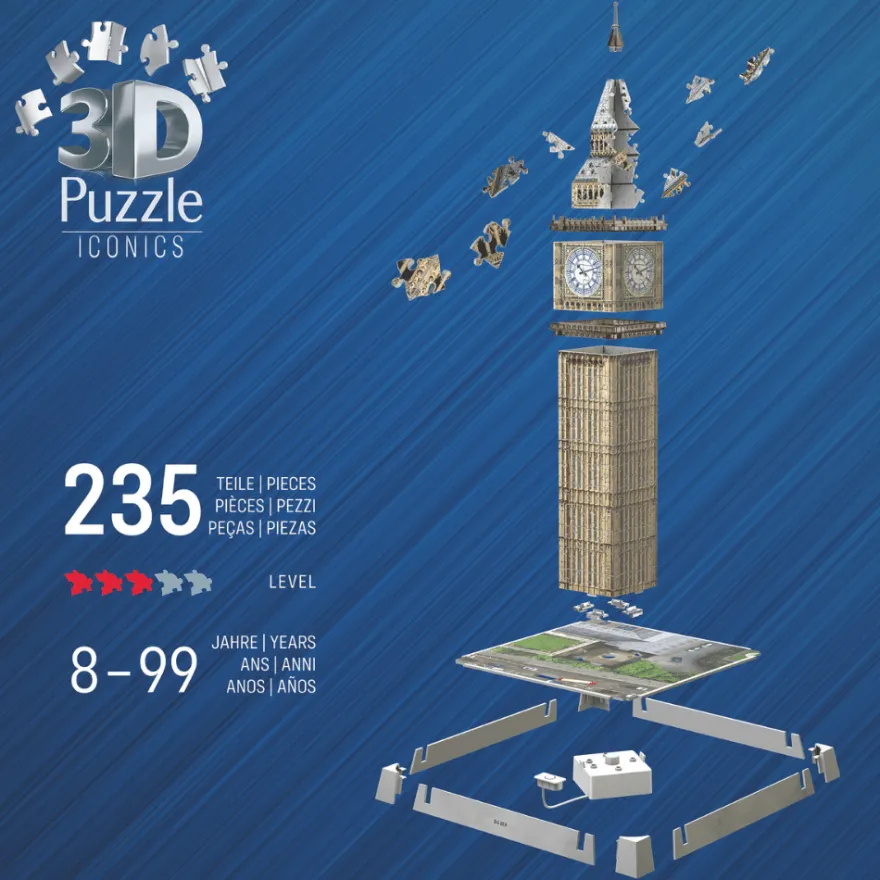3D-pussel med LED, 216 bitar – Big Ben