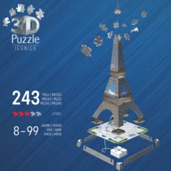 3D-pussel med LED, 216 bitar – Eiffeltornet