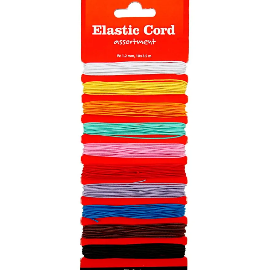 Elastiska snören, 1,2 mm tjocka - Blandade färger,