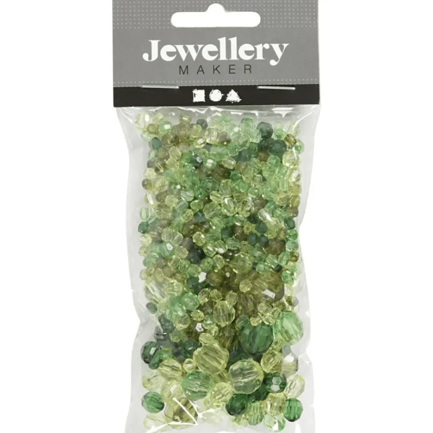Facettpärlmix - Grön, 45 g