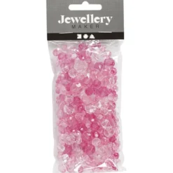 Facettpärlmix - Rosa, 45 g