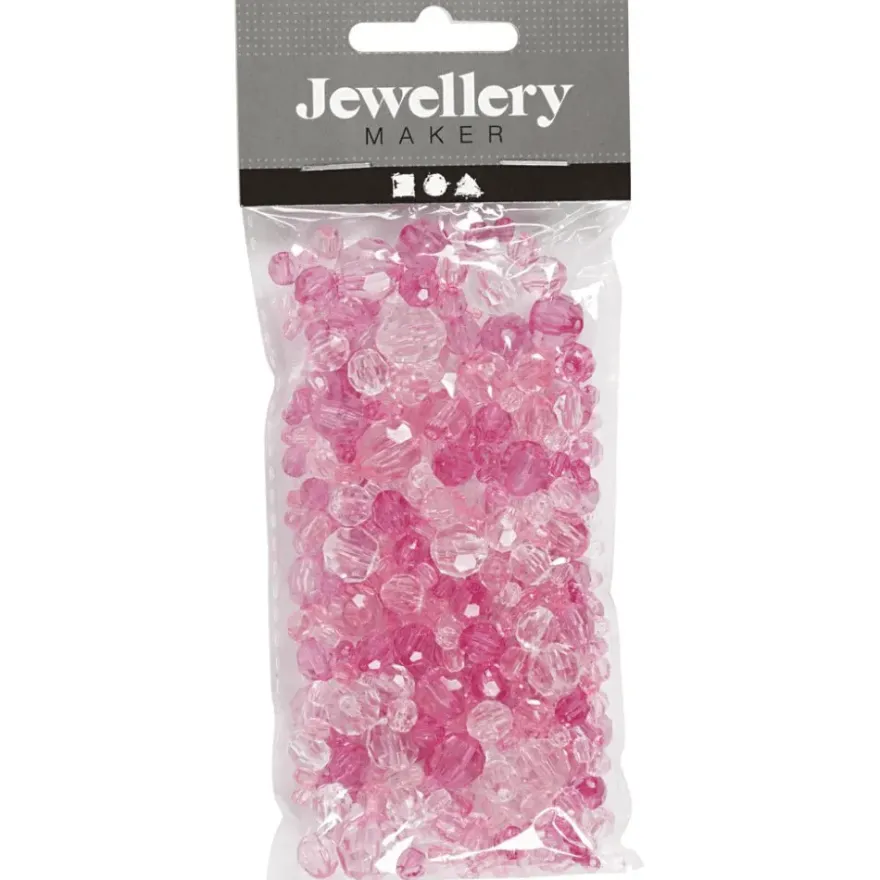 Facettpärlmix - Rosa, 45 g