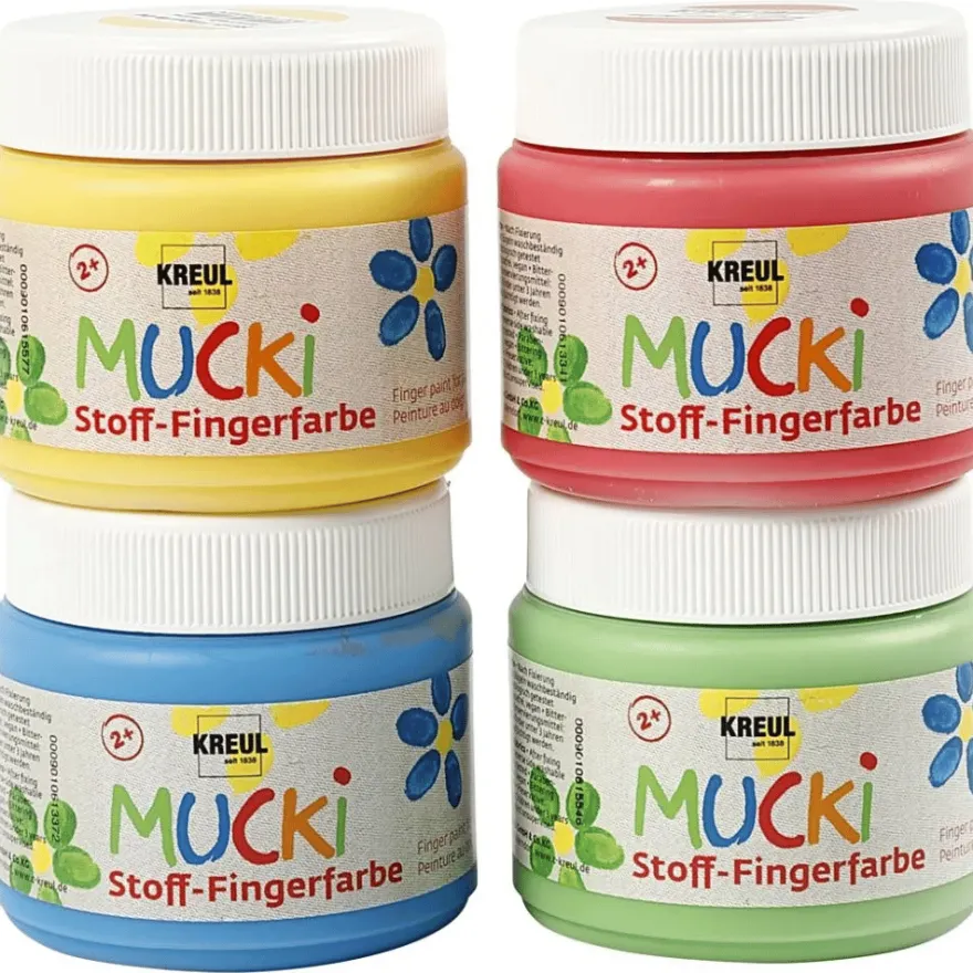 Finger- och textilfärg 150 ml - Basic, 4 st.