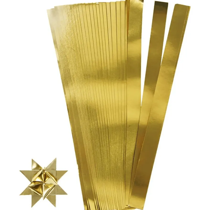Fläta egna julstjärnor - Guld, 100 strimlor