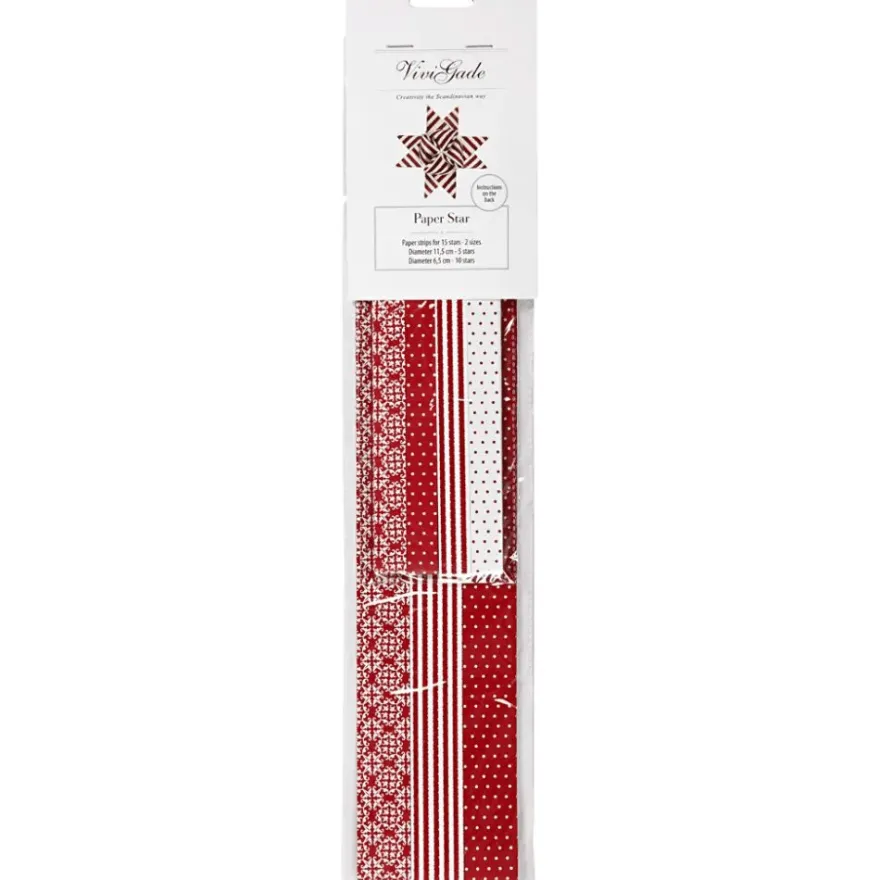 Fläta egna julstjärnor - Rött/vitt, 60 strimlor
