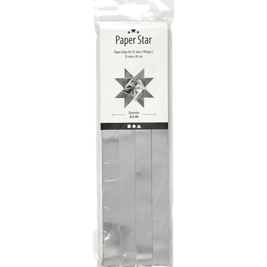 Fläta egna julstjärnor - Silver, 100 strimlor