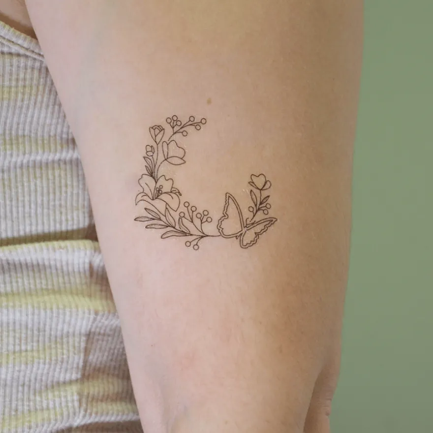 Färglägg själv-tatueringar - Flower power