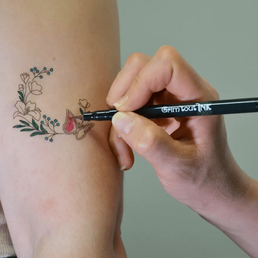 Färglägg själv-tatueringar - Flower power