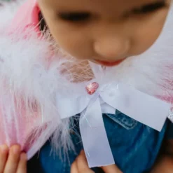 Glittercape med fuskpälskant, stl. 4-7 år