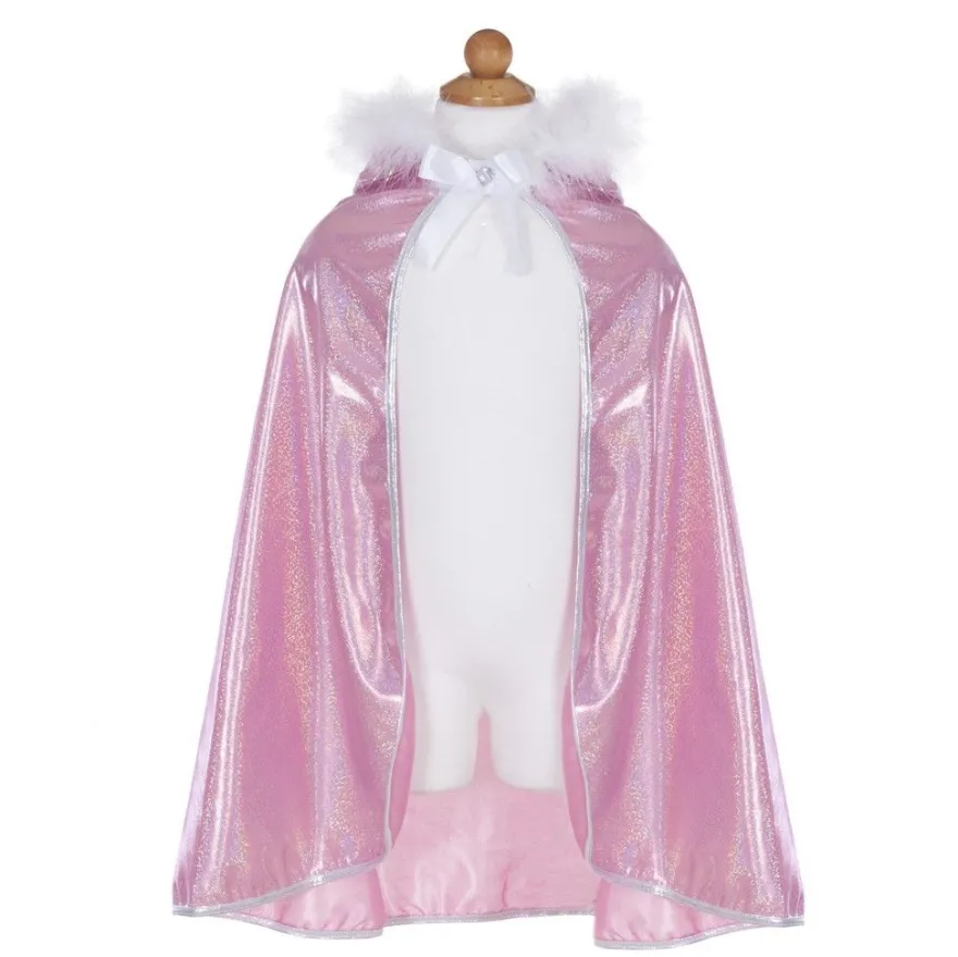 Glittercape med fuskpälskant, stl. 4-7 år