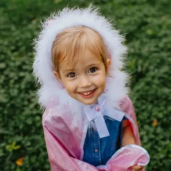Glittercape med fuskpälskant, stl. 4-7 år