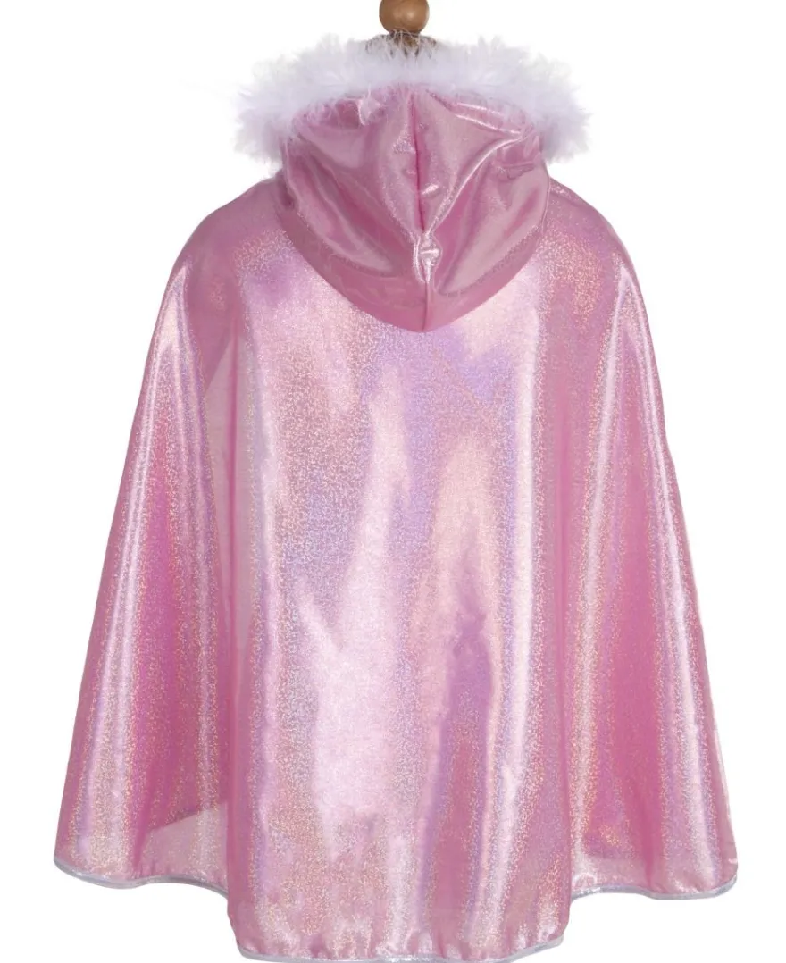 Glittercape med fuskpälskant, stl. 4-7 år