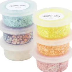 Glitter Clay 6 x 20 ml - Pastellfärger