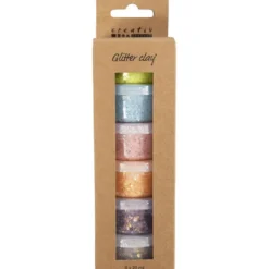 Glitter Clay 6 x 20 ml - Pastellfärger