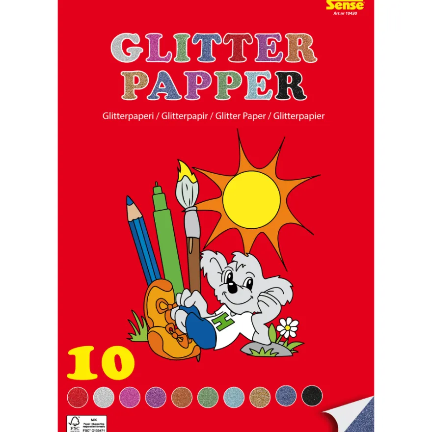 Glitterpapper A4 – 10 ark