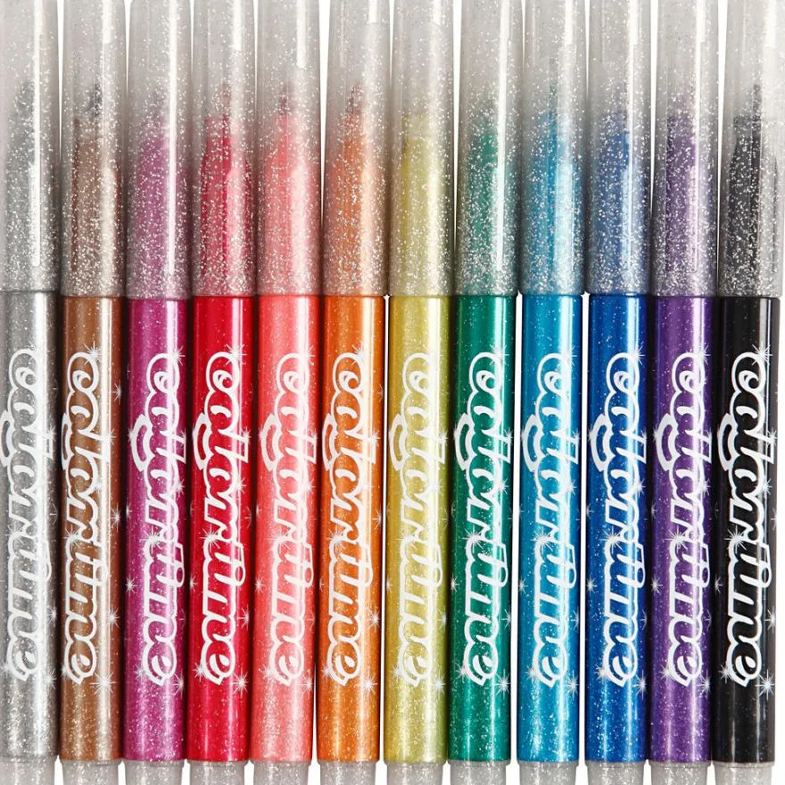 Glittertuschpennor, 12 st.
