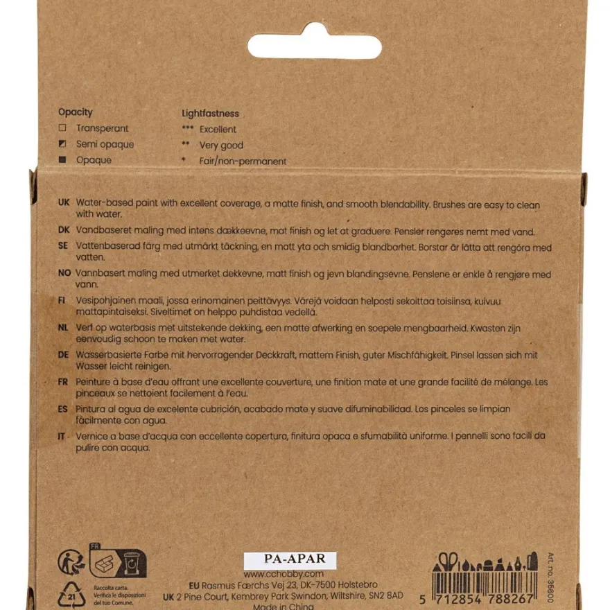 Gouachefärg 20 ml – Basfärger, 6 st.