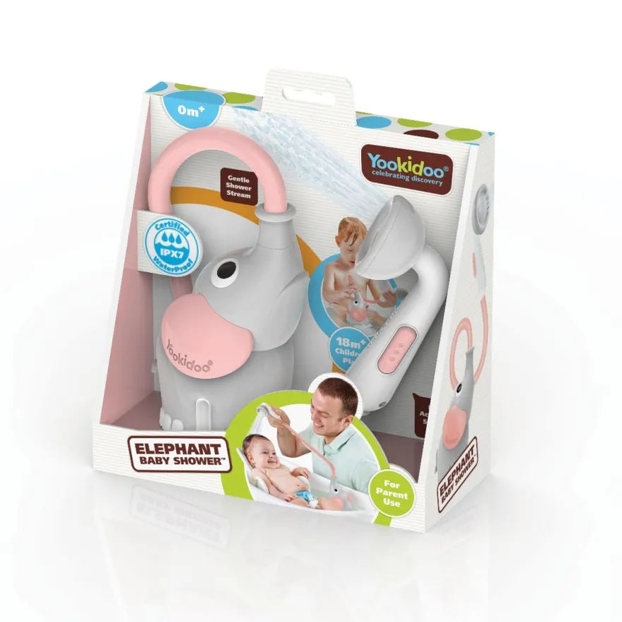 Handdusch, batteridriven - Elefant, rosa