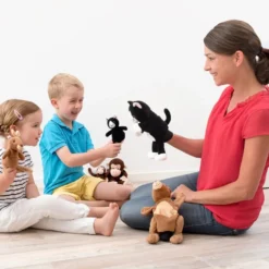 Hand- & Fingerdocka - Kattmamma med kattungar