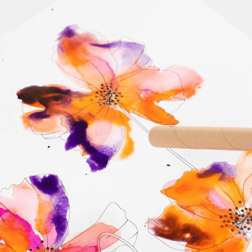 Inlärningspaket – Akvarell, blommor & landskap