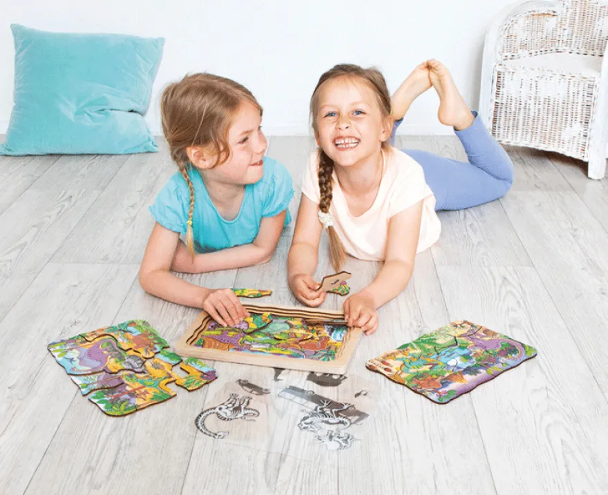 4-i-1 pussel med 45 bitar - Dinosaurier