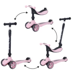2-i-1 Sparkcykel / Springcykel - Kick'n'Ride, Rosa