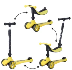 2-i-1 Sparkcykel / Springcykel - Kick'n'Ride, Gul