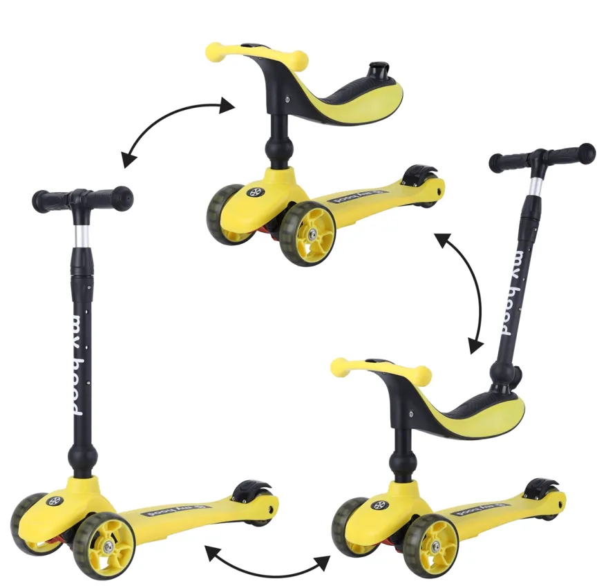 2-i-1 Sparkcykel / Springcykel - Kick'n'Ride, Gul