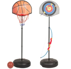2-i-1-ställning med basketkorg och bågskytte