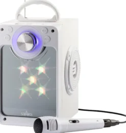 Karaokemaskin m. bluetooth + ljus – Vit