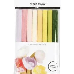 Kräppapper med stretch - Pastell, 8 ark