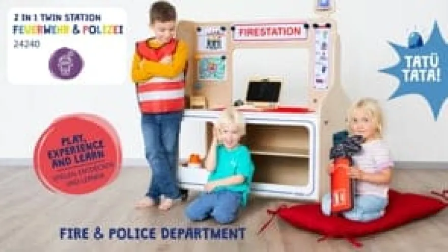 Lekstation 2-i-1 - Brandstation & polisstation