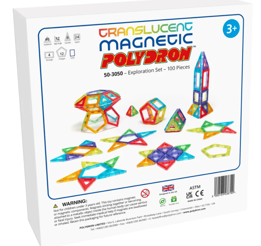 MAG Polydron | Transparent | 100 delar
