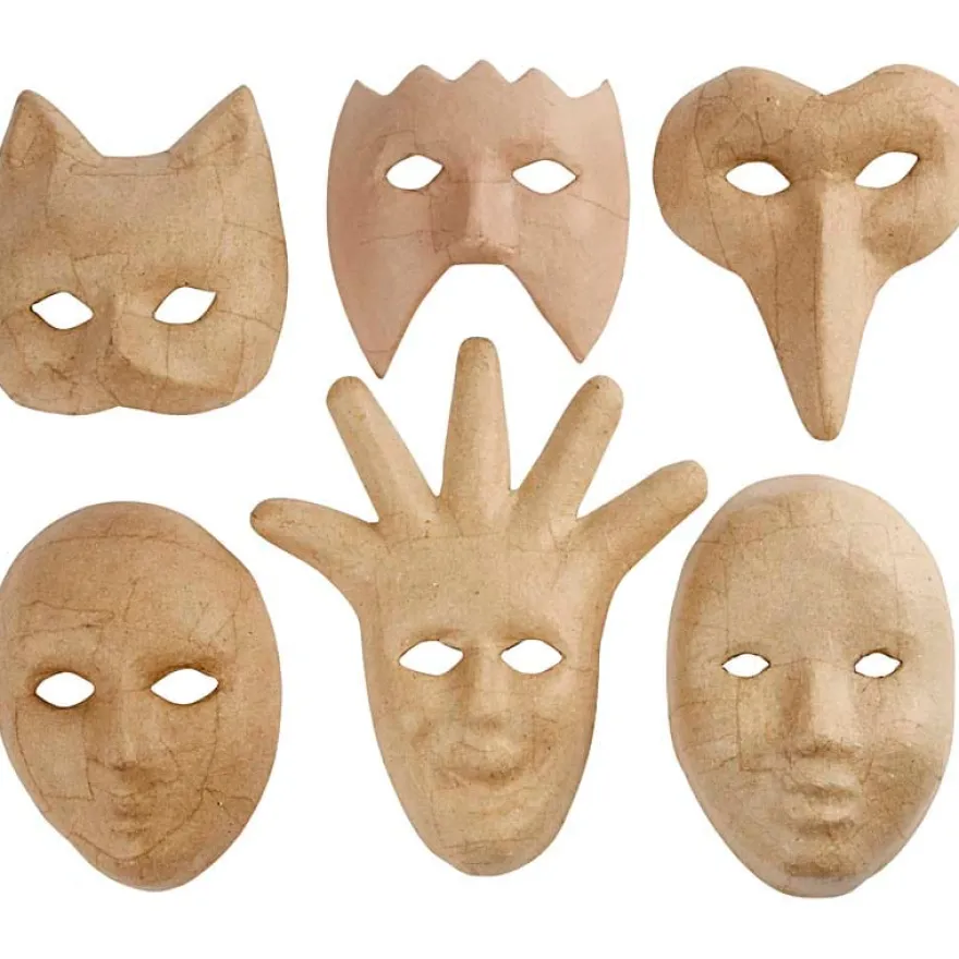 Masker i Papier maché, 6 st.