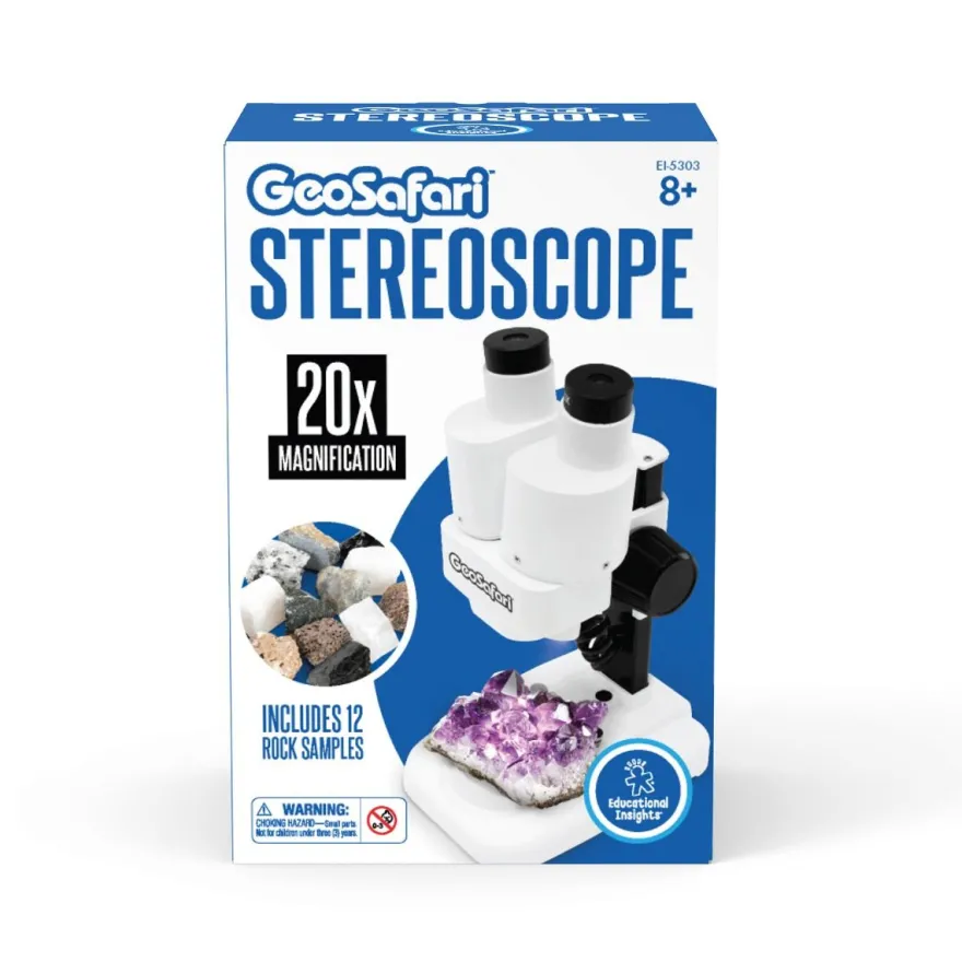 Mikroskop, Stereo 10-20x - Inkl. 12 stenexemplarer