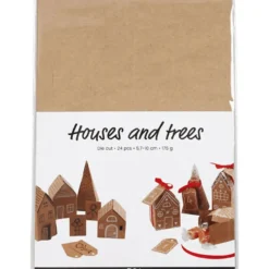Paket med stansade hus och träd, 24 st.