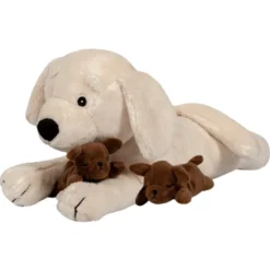 Plyschhund med två valpar