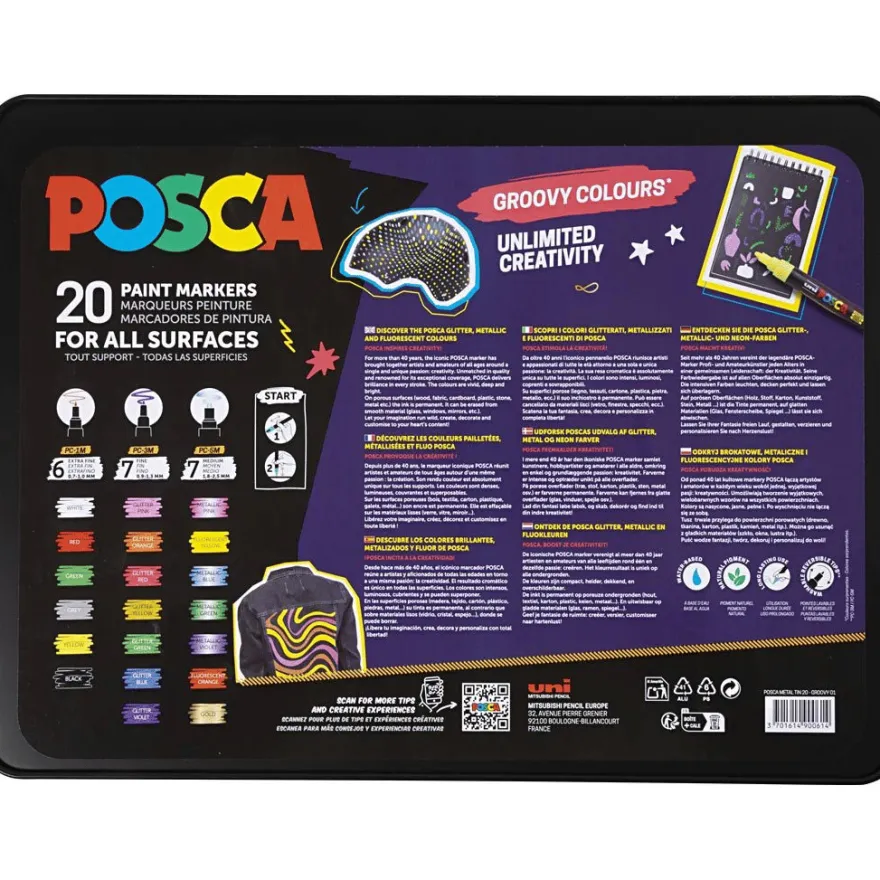 Posca-tuscher i etui – Groovy colours, 20 st.