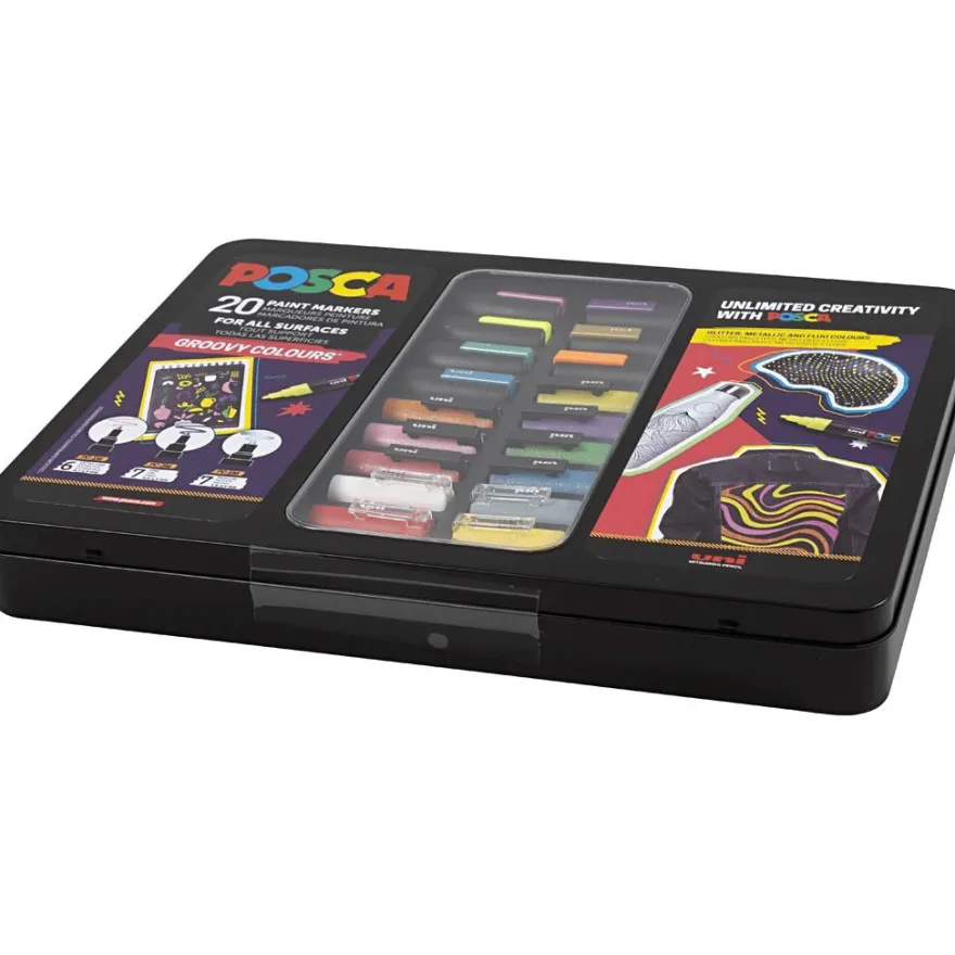 Posca-tuscher i etui – Groovy colours, 20 st.