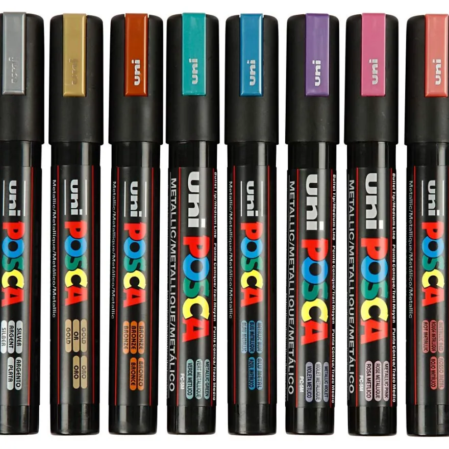 Posca Tuschpennor PC-5M - Metallic, 8 st.