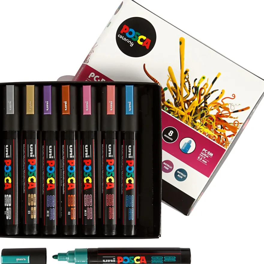 Posca Tuschpennor PC-5M - Metallic, 8 st.