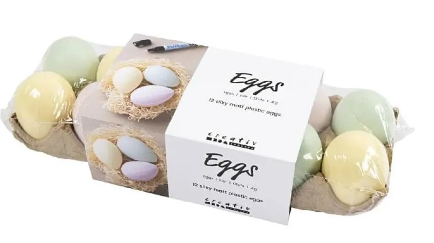 Påskägg av plast - Pastell, 12 st.