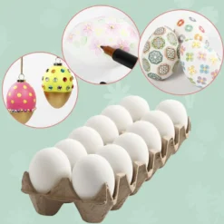 Påskägg av plast, 12 st. H: 6 cm.